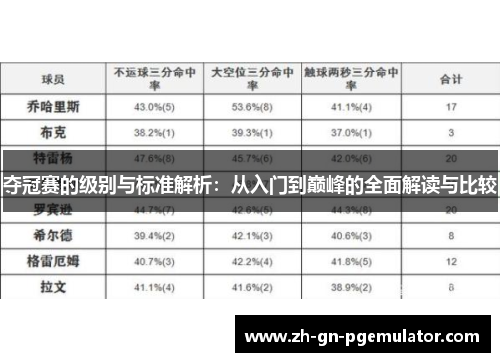 夺冠赛的级别与标准解析：从入门到巅峰的全面解读与比较