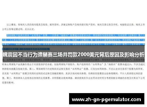 魏震因不当行为遭禁赛三场并罚款2000美元背后原因及影响分析 魏震因不当行为遭禁赛三场并罚款2000美元背后原因及影响分析