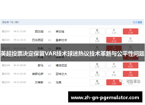 英超投票决定保留VAR技术球迷热议技术革新与公平性问题